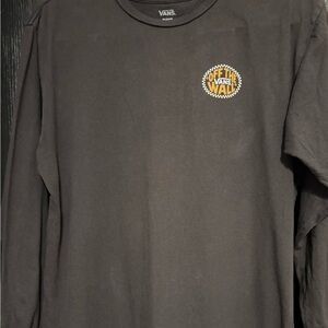 Vintage Vans Black Long Sleeve Tee with Yellow & White 'Off The Wall' logos.